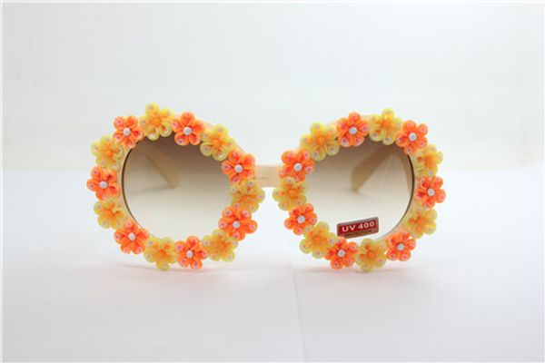 

white summer shipping quality new flower sunglasses yellow frame drop and uv flower rose orange clay 400 plastic round 29, White;black