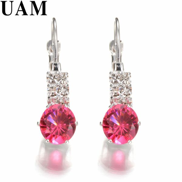 

wholesale- elegant wedding earrings 6 colors options round crystal hoop earrings with bar women birthday's gift, Golden;silver