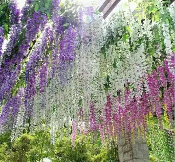 

romantic artificial flowers simulation wisteria vine wedding decorations long short silk plant bouquet room office garden bridal accessories