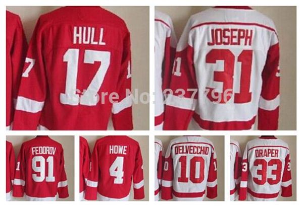 

5 никлас лидстром 7 тед линдси 91 сергей федоров 4 горди хоу 10 алекс дельвекшид 17 бретт халл детройт хоккей джерси 2014, Black;red