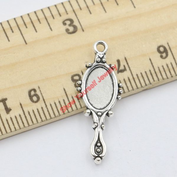 

25pcs tibetan silver plated flower mirror charms pendants for jewelry making diy handmade craft 27x10mm a325 jewelry making diy, Bronze;silver