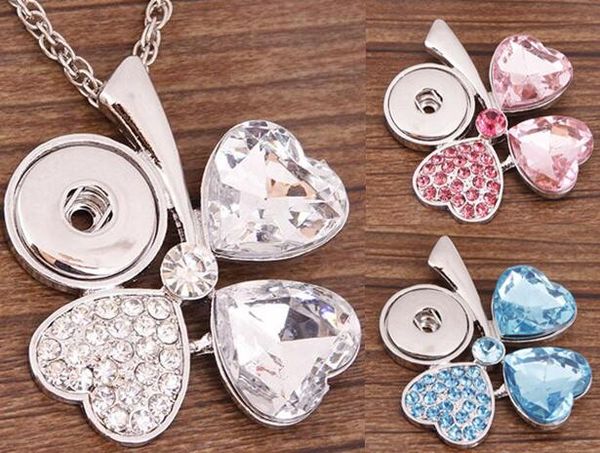 

diy crystal flower ginger snap button pendants necklace with rhinestones jewelry interchangeable jewerly 3 colors for choices, Silver