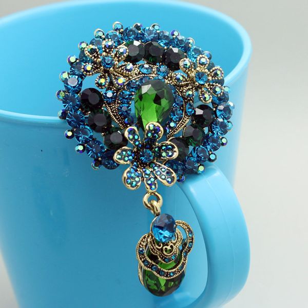 

wholesale-luxury shiny flower brooch for women noble austrian crystal hijab accessories colar feminino broaches pins bijoux relogio bijoux, Gray