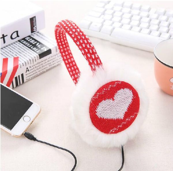 

wholesale-warm wool plush winter earmuffs thermal earmuff fur headphones ear muff music earphones ear warmer protector for iphone, Blue;gray