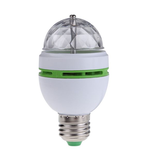 

30 x in stock led bulbs full color 3w rgb e27 led crystal stage light auto rotating lamp ac85-265v laser disco dj party holiday dance bulb