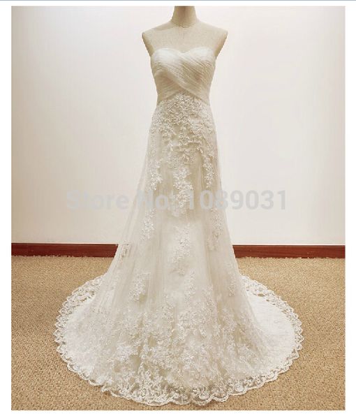 

2015 new arrival a line wedding dress elegant lace sweetheart white/ivory formal dress romantic princess fashionable real bridal gown