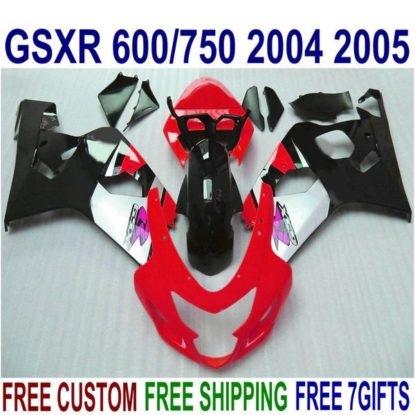 

fairing kit for suzuki gsxr600 gsxr750 2004 2005 fairings set k4 gsx-r600/750 04 05 red silver black motobike sv17