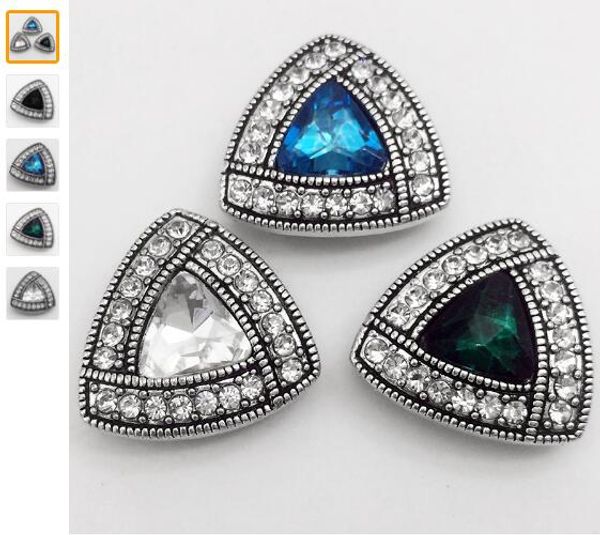 

10pcs 3colors triangle metal snap button fit 18mm 20mm snaps jewelry findings components charms in stock, Bronze;silver