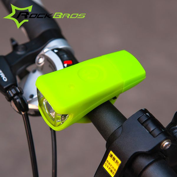 

wholesale-2015 rockbros usb rechargeable silica gel bicycle front light waterproof mtb bike light night riding cycling safe light lamp