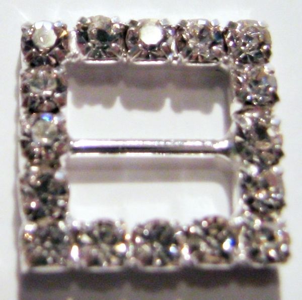 

sell 100pcs silver grade a rhinestone square wedding ribbon slider metal buckles 6mm bar