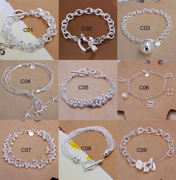 

Мода 10 стили смешанные браслет женщин стерлингового серебра 925 стерлингового сер