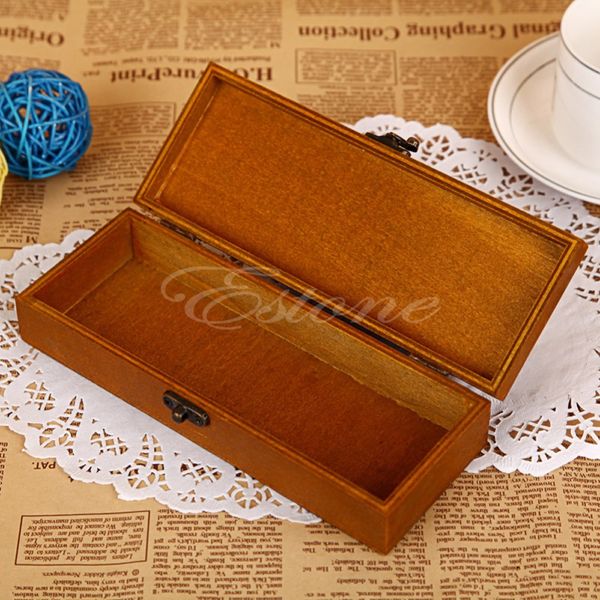

wholesale-new retro wood wooden eiffel tower print pen pencil case holder stationery box storage