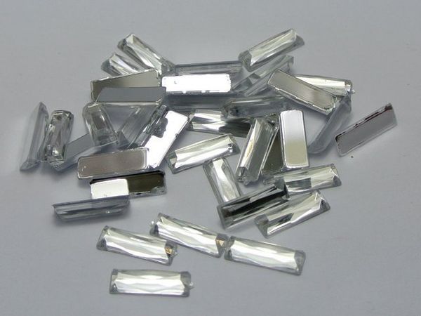 200 Clear Acrylic Flatback Rectangle Rhinestone Gems 5X15mm No Hole