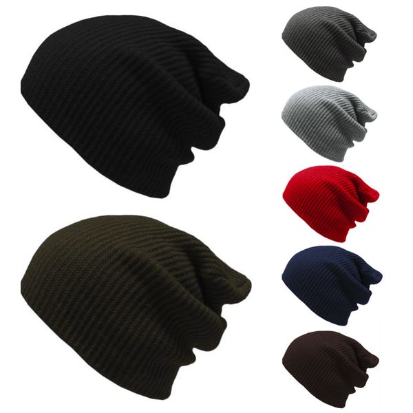 

wholesale-new and active knit men's women's baggy beanie oversize winter hat ski slouchy chic cap ing, Blue;gray