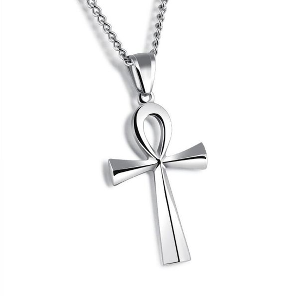 

cross pendant men 's necklace steel / black / gold color stainless steel smooth design blessing religious gift gx1180, Silver