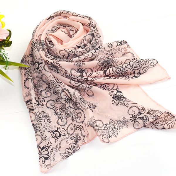 

fashion floral pink summer style long chiffon ladies scarf spring winter women printed scarves shawls bufanda cachecol, Blue;gray