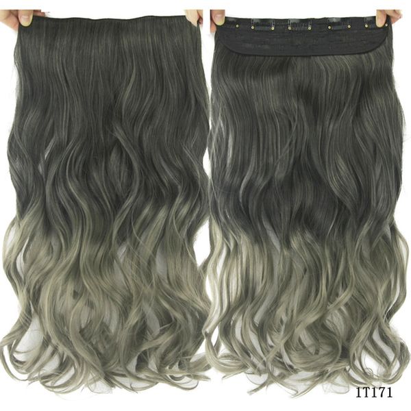 Wavy High Temperature Fiber Hairpieces Gradient Clip In One Piece