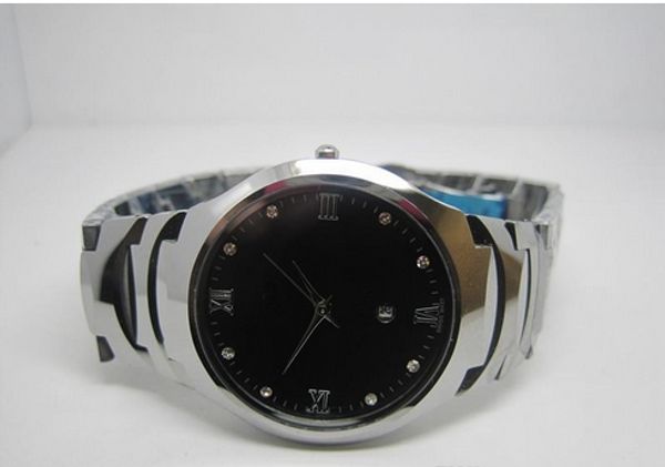 

fashion men's luxury watches tungsten steel couple quartz watch ra13, Slivery;brown