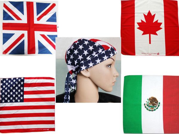 

100%cotton hair bandana beanie tie down hat head wrap usa uk canada mexico flag scarf,12pcs/lot ing