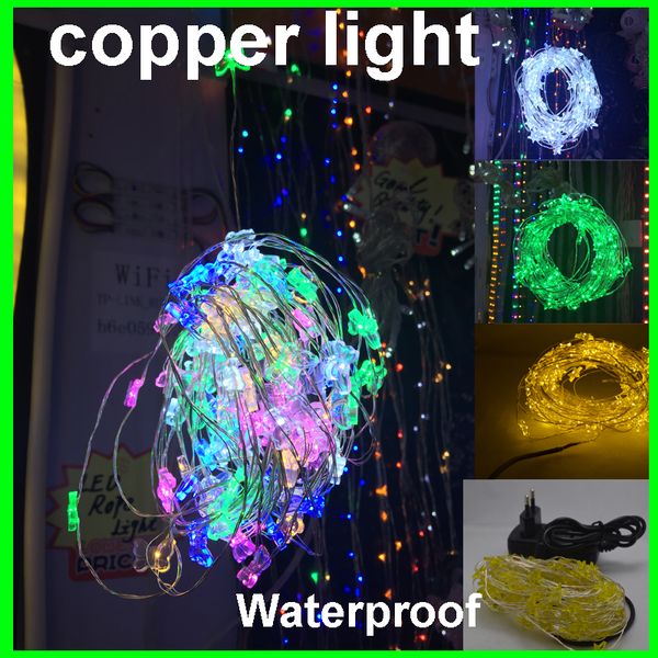 

factory price 10m 100 light 10m holiday led copper string light decoration fairy light with copper wire +12v 2a power supply