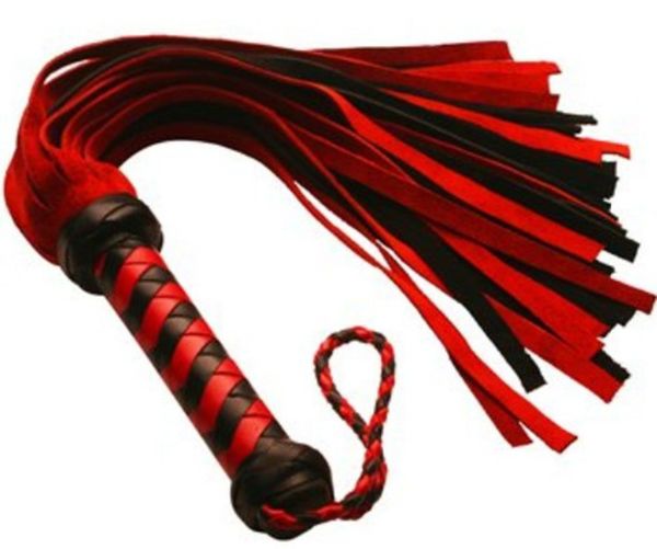 

red toys pu leather rope flogger tail flirting horse whip game product