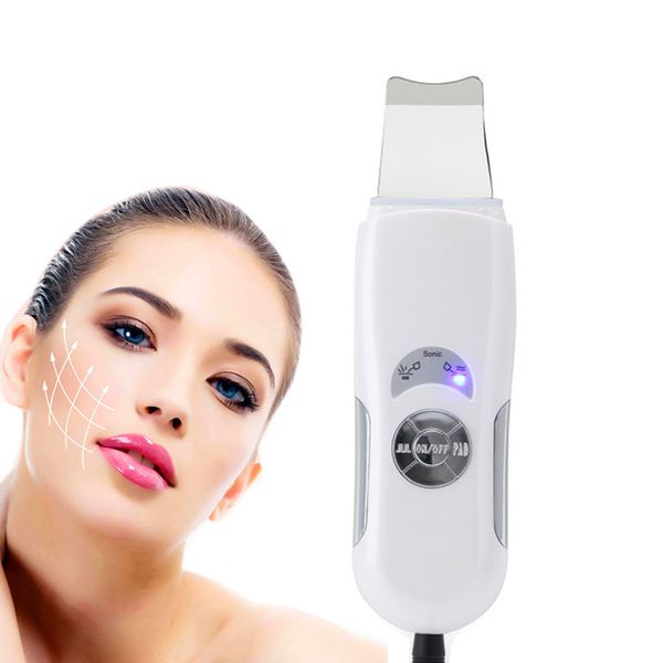 

ultrasonic face cleaning skin scrubber cleanser facial lifting therapy peeling spa ultrasound peeling cleasing machine, Black;white