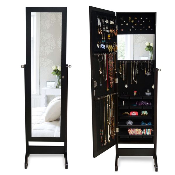 2019 Mirror Jewelry Cabinet Jewerly Armoire Wall Or Door Mount Floor Standing Stroage Organizer Stock In Usa From Fashionyourlife 99 5