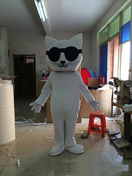2017 высокое качество прекрасный большой белый кот мультфильм кукла талисман костюм бесплатная доставка