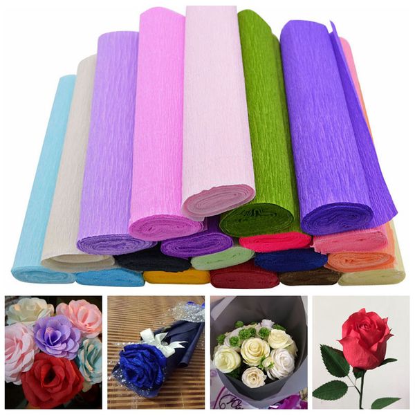 250x25cm 1 roll diy flower making crepe papers wrapping flowers gifts packing material handmade diy wrapping paper craft decor party room decorations making flower with crepe paper