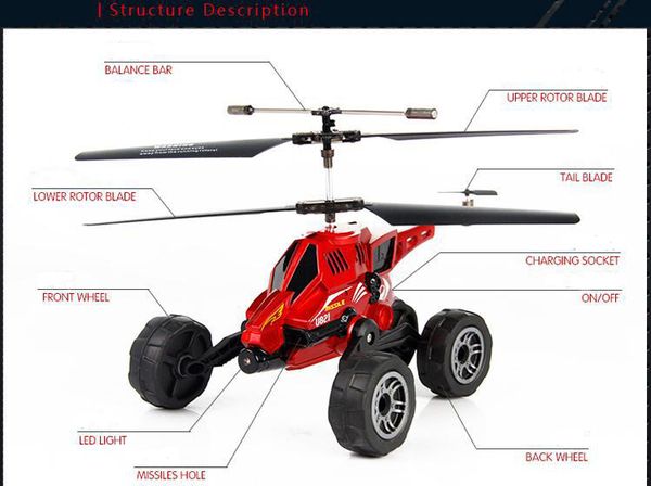 Ferngesteuertes Flugzeug, Hubschraubermodell, Luftlandfahrzeug mit Rakete für Kindergeschenke, Sammeln