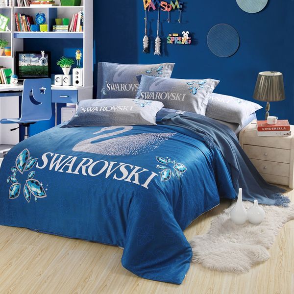 Wholesale 100 Cotton Designer Bedding Brand Bedding Set Blue