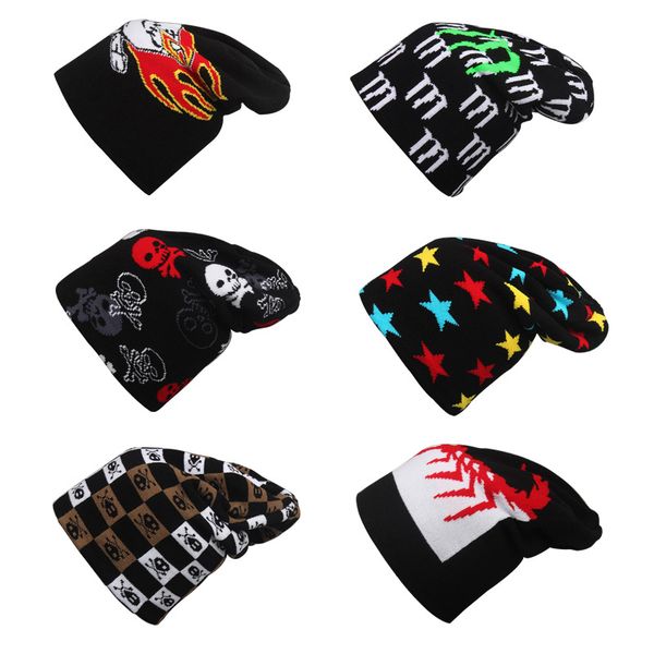 

Hot Sales Creative graffiti ski knitted hat cap sports winter Ski knitted hat Headgear acrylic knitted hat monster spider stars skulls