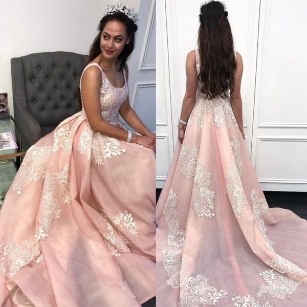 

pink long prom dresses scoop neck handmade appliques lace a line floor length classic party gowns custom size, Black