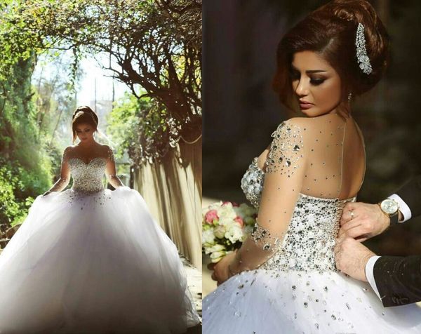 

real image quinceanera платья сияющий кристалл бисероплетение формальные свадебные платья иллюзия экипаж с длинным рукавом плюс размер зашну, Blue;red