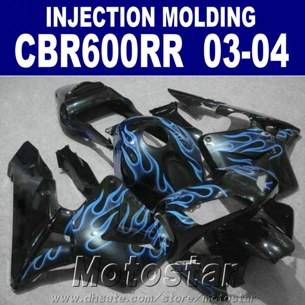 100% kits de carenagem de injeção CBR 600RR para HONDA 2003 2004 cbr600rr 03 04 carenagem de motocicleta da chama azul peças EZOC