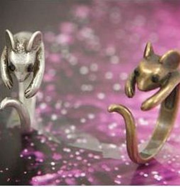 

new fashion style retro little cute mouse mice ring with big ears rings, Silver