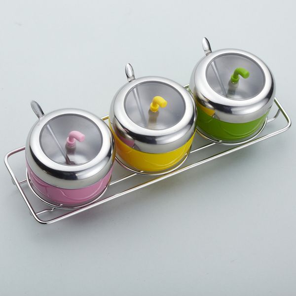 

wholesale- spice jar kitchen supplies stainless steel seasoning box seasoning box sauce pot seasoning box set
