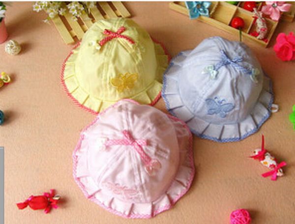 Детские хлопковые шляпы новорожденных летние кепки Toddle sunbonnet sunhat baby butterfly caps 50 шт./Лот