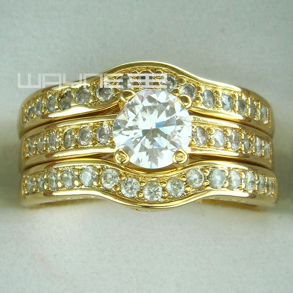 

18k yellow gold fille engagement wedding ring sets w/crystal r179 m-u, Silver