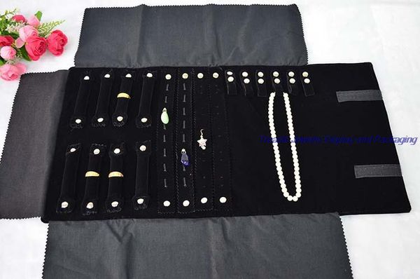 

new set jewelry storage bag all black velvet jewelry display holder case for travel exhibition rings earrings necklace pendant, Black;white