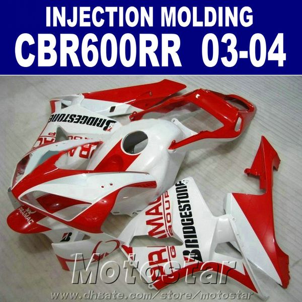 DÜŞÜK! Enjeksiyon Kalıplama beyaz kırmızı HONDA CBR 600RR için set fairing 2004 2004 cbr600rr 03 04 vücut onarım parçaları OXSE