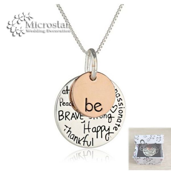 

wholesale-two-tone "be" inspirational pendant necklace graffiti charm friends sister friendship for women wedding favors and gifts