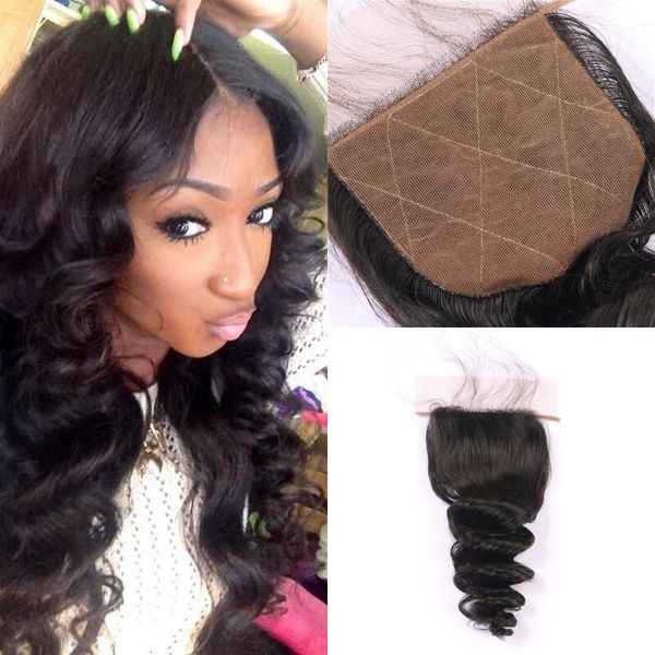 Remy Human Hair Silk Closure Bleached Knots With Baby Hair