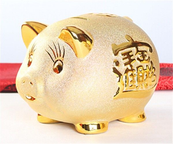 Sparschwein aus Keramik, Glück, Reichtum, asiatisches Feng Shui, goldenes Sparschwein