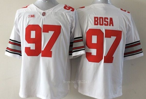 97 Joey Bosa College camisa de futebol Ohio State Buckeye camisas 2015 barato vermelho branco homens mulheres jovens 100% costurado -saída de fábrica