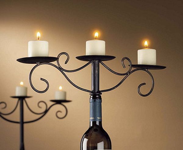 Metal Iron Wine Bottle Candle Holder Tealight Candle Holder Table