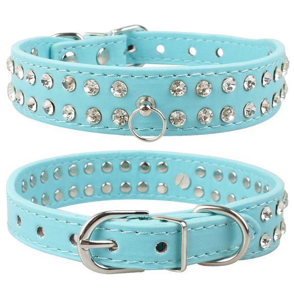 leather diamante dog collar