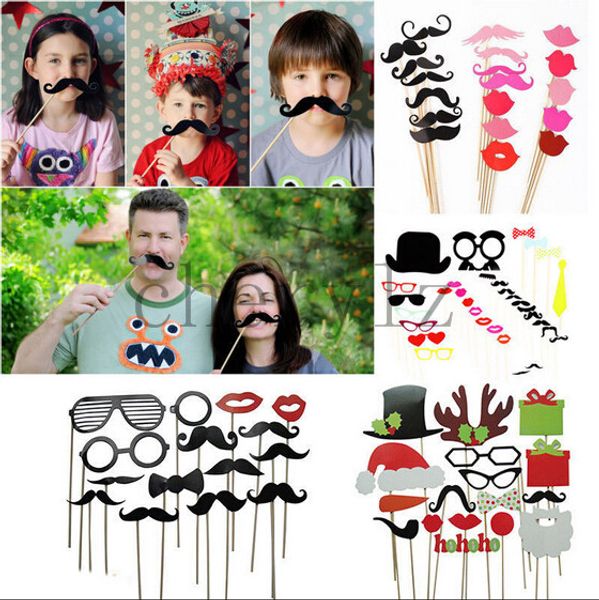 

новогоднее украшение фото стенд подставки очки короны hat усы на палочке свадебная маска декор c1396
