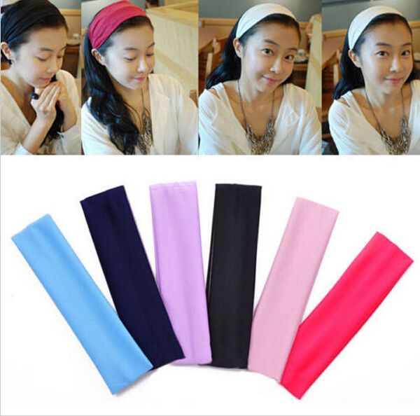 10PCS Mehrfarbig Gute Qualität Beliebte Mode Candy Farbe Sport Yoga elastisches Stirnband Frottee Haar führen den Reifen Kopfwickel FD6525