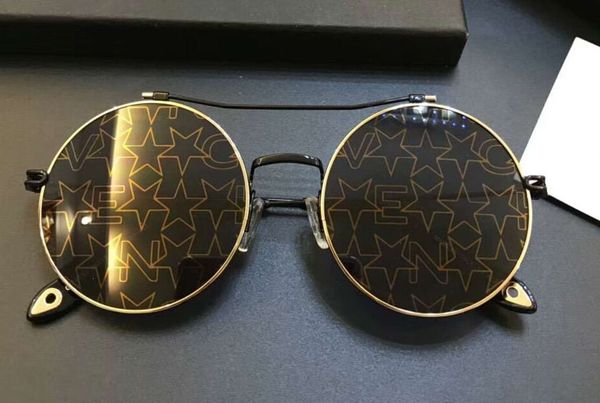 

женщины дизайнер золото / черные звезды круглые солнцезащитные очки sonnenbrille мода марка солнцезащитные очки новый с коробкой, White;black